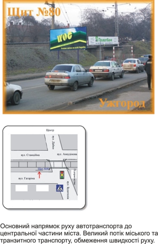 Фото рекламной плоскости по адресу вул.Гагаріна (перед залізничним мостом зліва)