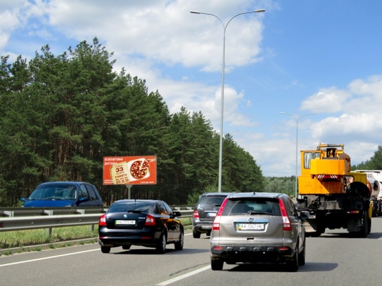 Фото рекламной плоскости по адресу ул. Богатырская в сторону Вышгорода, Вышгород, трасса в сторону Межигорья, зоопарк "12 месяцев"