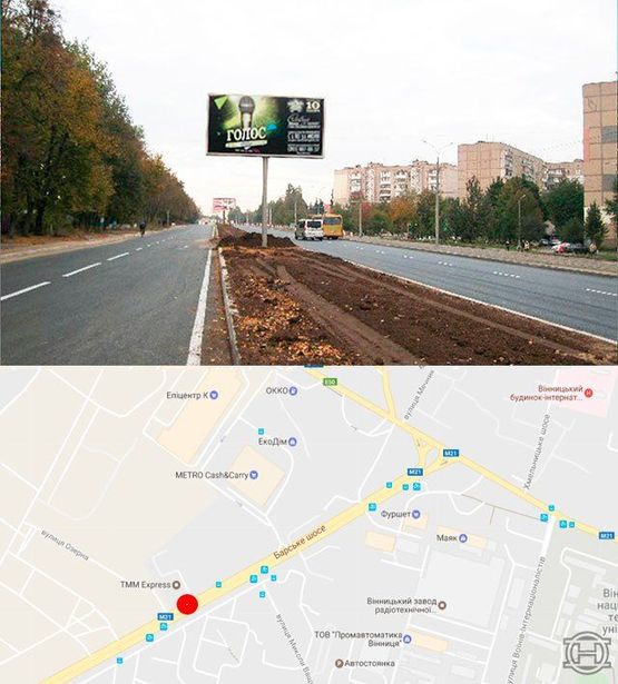 Фото рекламной плоскости по адресу Барское шоссе (разделитель)въезд в город