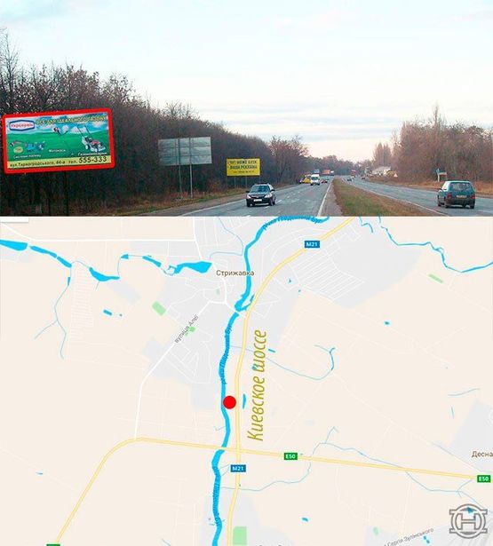 Фото рекламной плоскости по адресу Киевское шоссе (область), выезд(средний)