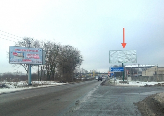 Фото рекламной плоскости по адресу Вишневе, Автодорога О101304 Киевское Полукольцо-Крюковщина-Боярка, ул.Чорновола, 37, за остановкой