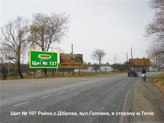 Фото рекламной плоскости по адресу с.Діброва, вул.Головна, в сторону м.Тячів
