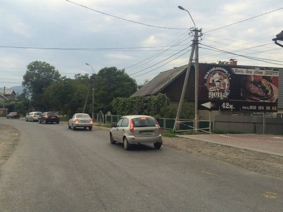 Фото рекламной плоскости по адресу c.Бедевля, зі сторони с.Біловарці в сторону м.Тячів або смт.Тересва, траса Мукачево-Рогатин