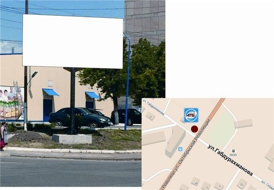 Фото рекламной плоскости по адресу На розі вул. Жовтневої революції та Габдрахманова з боку супермаркету "АТБ"