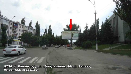 Фото рекламной плоскости по адресу ул. Центральная, 98 - ул. Репина, из центра