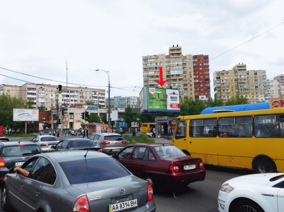 Фото рекламной плоскости по адресу Тростянецкая ул., в сторону пересечения с Харьковским шоссе