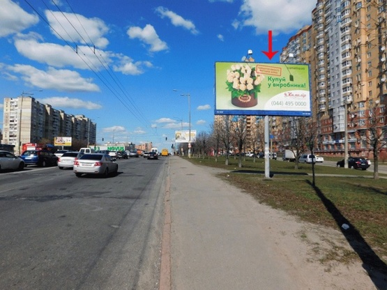 Фото рекламної площини за адресою Палладина Академика пр-т, в сторону ст.м.Академгородок, от пр-та Победы