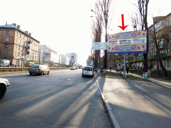 Фото рекламной плоскости по адресу Борщаговская ул. 212, возле ул.Гарматной, Нац.Авиац.Ун-та, из центра