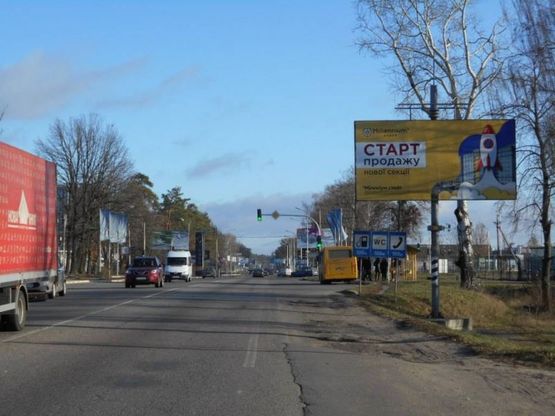 Фото рекламної площини за адресою м.Буча, траса М07, км 30+150 ліво,  вул. Нове Шосе- вул. Депутатська, ТК Варшавський, ЖК "Буча-Квартал"