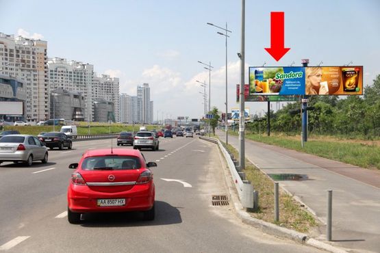 Фото рекламной плоскости по адресу Бажана пр., 100м от Гмыри ул., в центр, левый