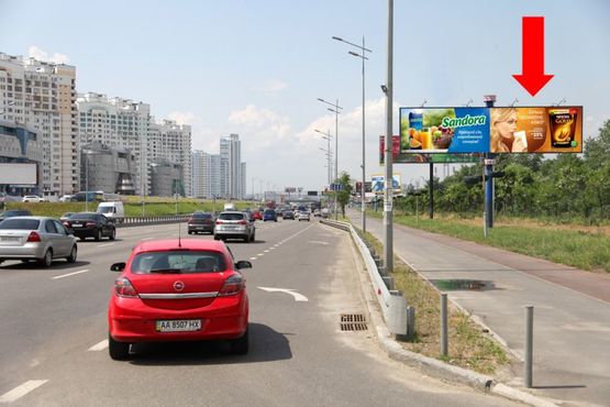 Фото рекламної площини за адресою Бажана пр., 100м от Гмыри ул., в центр, правый