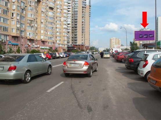 Фото рекламної площини за адресою Никольско-Слободская ул., 4-В, возле Международного выставочного центра, в сторону от Шептицкого ул. (бывш. Луначарского ул.)