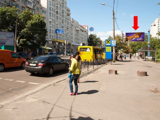 Фото рекламної площини за адресою Мельникова ул., 36/ 1 / Пугачева ул., возле КИМО, в сторону ст. м. "Дорогожичи"