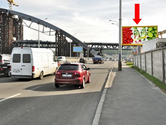 Фото рекламної площини за адресою Набережно-Рыбальская ул., в районе клуба "5-й элемент", в сторону Набережно-Крещатикская ул.