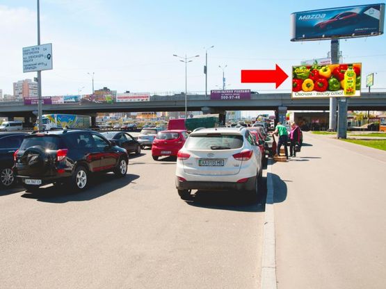 Фото рекламної площини за адресою Бажана пр., перед мостом, ст. м. "Позняки", в сторону мост Южный