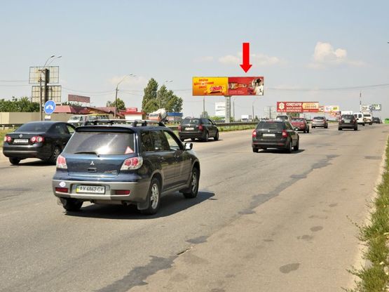 Фото рекламной плоскости по адресу Кольцевая дорога - Зодчих ул., 30, разделитель, возле рынка "Борщаговский", в сторону Победы пр., правая