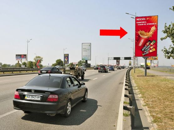 Фото рекламной плоскости по адресу Бажана пр., 140м от ст. м. "Славутич", в сторону моста Южного
