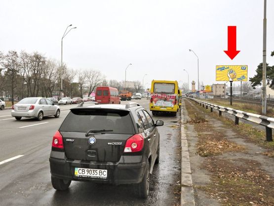 Фото рекламной плоскости по адресу Броварской пр., ст. м. "Лесная", из центра