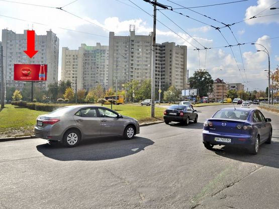 Фото рекламной плоскости по адресу Тимошенко ул. / Малиновского. ул., на клумбе, со стороны Тимошенко ул.