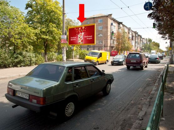 Фото рекламной плоскости по адресу Ольжича ул., 16 / Бакинская ул., супермаркет "Экомаркет", в сторону Телиги ул.