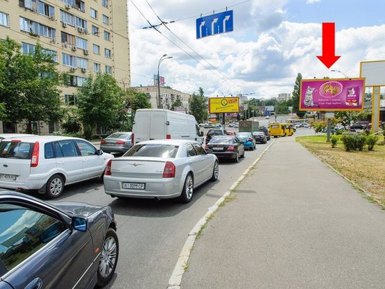 Фото рекламной плоскости по адресу Воздухофлотский пр., съезд на Победы пр., за мостом, напротив "Ощадкассы", в сторону ст. м. "Политехнический институт"