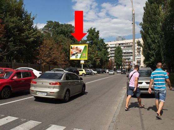 Фото рекламної площини за адресою Новогоспитальная ул. (бывш. Щорса пер.), 24-Б, напротив / Украинки бул., в сторону Украинки бул.