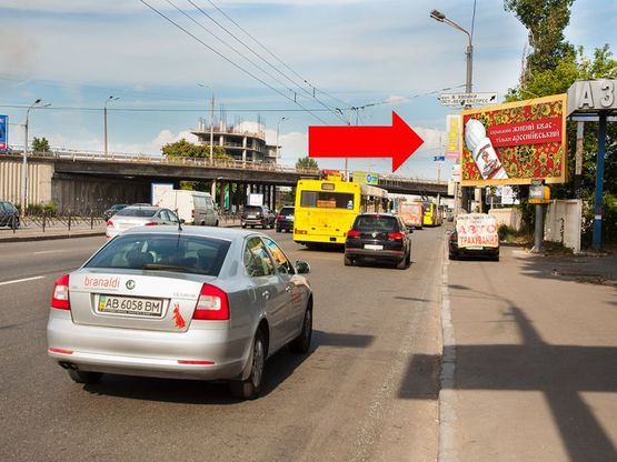 Фото рекламной плоскости по адресу Телиги ул., 100м до съезда на Новоконстантиновскую ул., в сторону Бандеры пр. (бывш. Московский пр.)