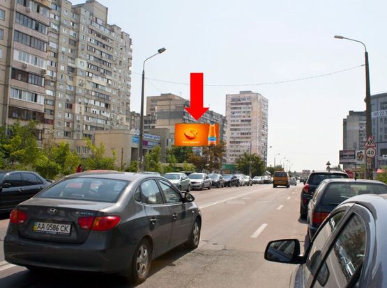 Фото рекламной плоскости по адресу Руденко ул., 7, в сторону супермаркетов "METRO", "Эпицентр"