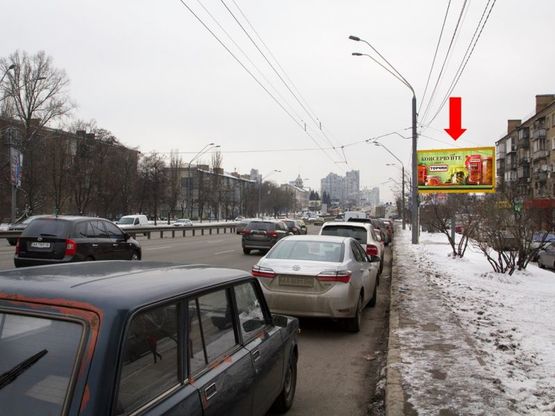 Фото рекламної площини за адресою Победы пр., 98/ 2, 100 м от супермаркета "Фуршет", из центра