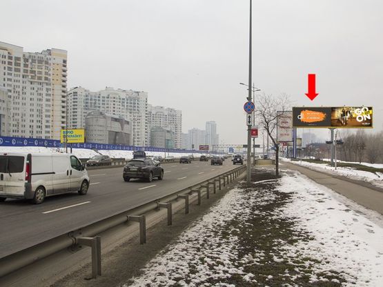 Фото рекламной плоскости по адресу Бажана пр. / Гмыри ул., 1-А, ст. м. "Позняки", в центр, левый