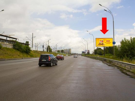 Фото рекламной плоскости по адресу Дарницкое шоссе - ул. Сортировочная, из центра