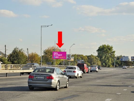 Фото рекламної площини за адресою Столичное шоссе, 500 м до поворота на Заболотного ул., из центра