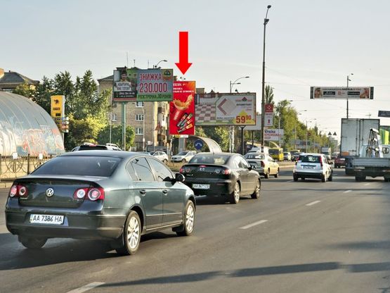 Фото рекламной плоскости по адресу Гагарина пр. / Верховного Совета бул. , возле перехода, в сторону Дарницкой пл. (бывш. Ленинградская пл.)