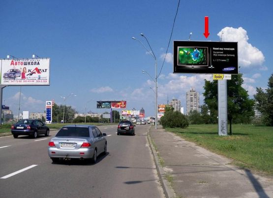 Фото рекламной плоскости по адресу Оболонский пр., 200м от моста по Богатирская ул., справа, в сторону ст. м. "Оболонь"