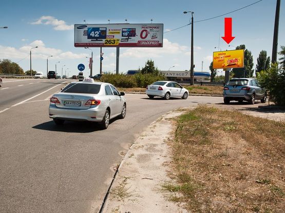 Фото рекламной плоскости по адресу Телиги ул., заезд на Бандеры пр. (бывш. Московский пр.), в сторону ст. м. "Почайна" (бывш. ст. м. "Петровка")
