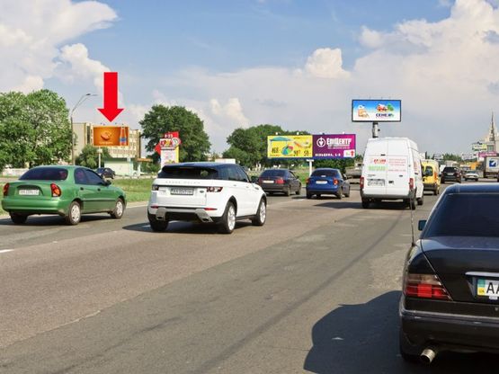 Фото рекламной плоскости по адресу Кольцевая дорога / Григоровича-Барского ул., возле супермаркета "Край", в сторону Одесская пл.