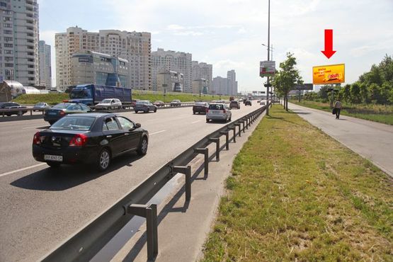Фото рекламной плоскости по адресу Бажана пр., 16, напротив, в сторону мост Южный