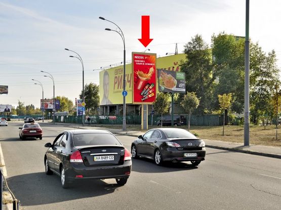 Фото рекламної площини за адресою Набережно-Рыбальская ул., 200м от Бандеры пр. (бывш. Московский пр.), в сторону Подола