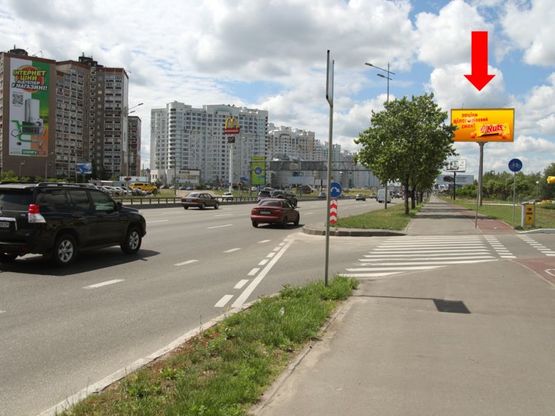 Фото рекламної площини за адресою Бажана пр., 120м от съезда с Григоренка пр., в сторону мост Южный