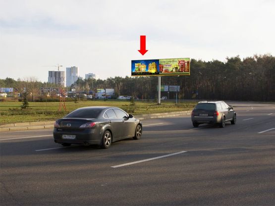 Фото рекламной плоскости по адресу Харьковская пл. / Светлая ул., на кольце, в сторону Борисполя, левая
