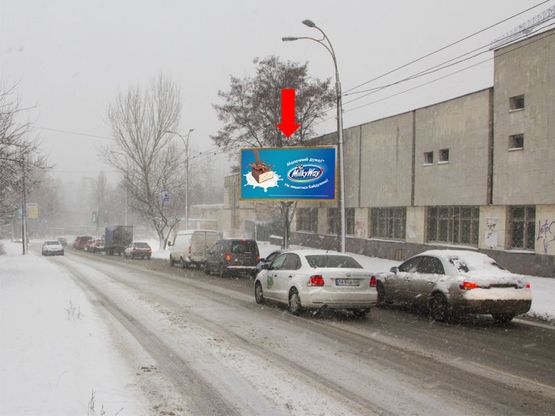 Фото рекламної площини за адресою Индустриальный пер., 2, заезд с ул. Борщаговской в сторону ул. Вадима Гетьмана