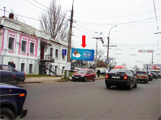 Фото рекламной плоскости по адресу Центральный пр. (бывш. Ленина пр.) / Пушкинская ул., возле супермаркета "Эльдорадо", Пушкинское кольцо, в сторону Макарова ул. левая
