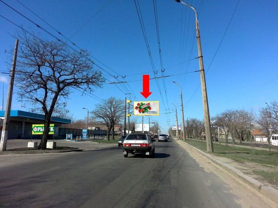 Фото рекламной плоскости по адресу Херсонское шоссе, 1, возле троллейбусного депо, в центр