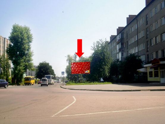 Фото рекламной плоскости по адресу Владимира Великого ул., возле магазина «М’ясний світ», в сторону ж/д вокзалу