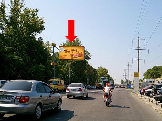 Фото рекламной плоскости по адресу Бериславское шоссе – Мира ул., напротив автосалона "Рено", гусь, над дорогой