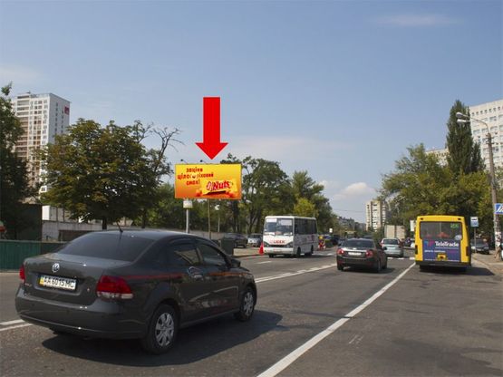 Фото рекламной плоскости по адресу Сверстюка ул. (бывш. Расковой ул.), 25, напротив, в сторону ст. м. "Левобережная"