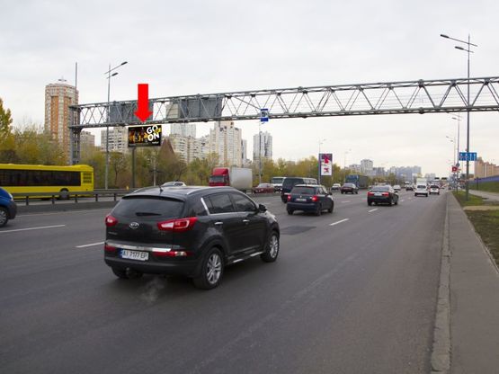 Фото рекламної площини за адресою Бажана пр., 1-Л, 500 м. от ст.м. "Осокорки", в сторону ст.м. "Позняки", Харьковской пл.