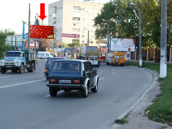 Фото рекламной плоскости по адресу Яновского ул. / Тамма ул. (бывш. Героев Сталинграда ул.), "Колхозный" и "Крытый" рынки (флажок)