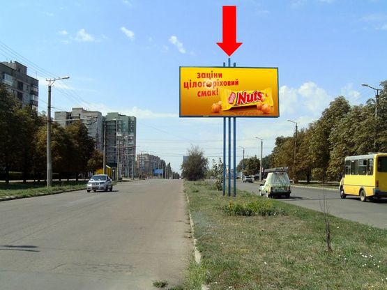 Фото рекламной плоскости по адресу Коваленко ул. (бывш. Конева ул.) / Попова ул., разделитель, возле супермаркетов "Фокстрот", "METRO"