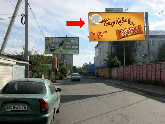 Фото рекламной плоскости по адресу Щирецкая ул., возле супермаркета "Новая линия"